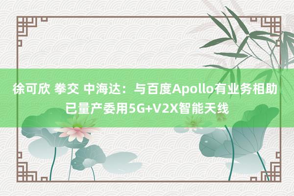 徐可欣 拳交 中海达：与百度Apollo有业务相助 已量产委用5G+V2X智能天线