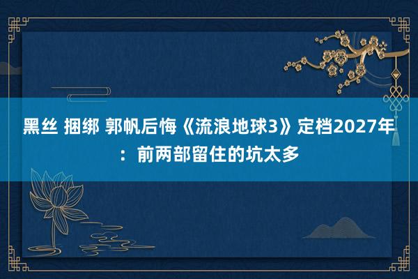 黑丝 捆绑 郭帆后悔《流浪地球3》定档2027年：前两部留住的坑太多